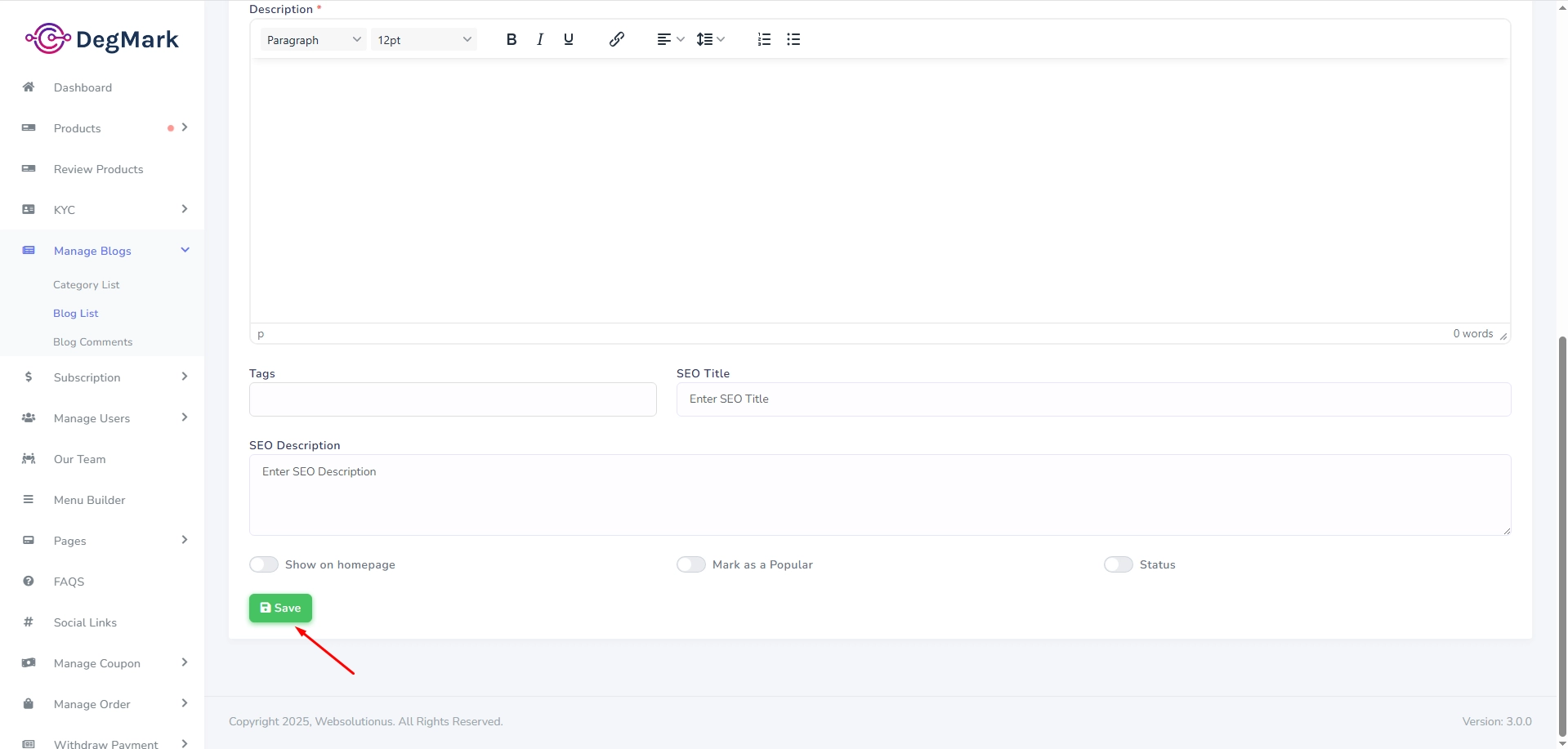 Create Product Form