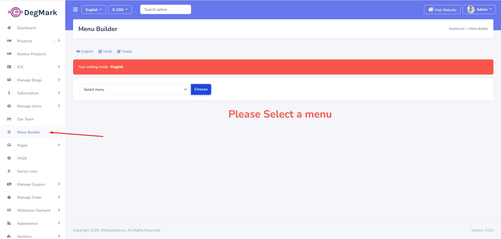 Menu Builder