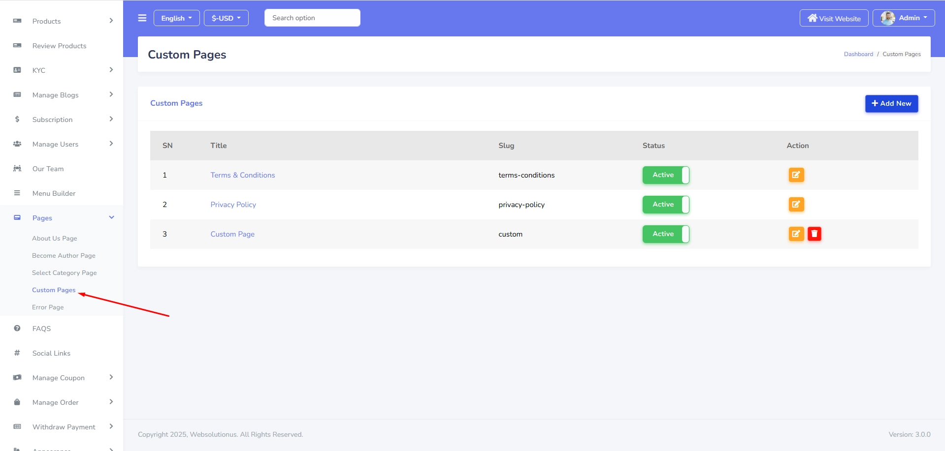 Customizable Page