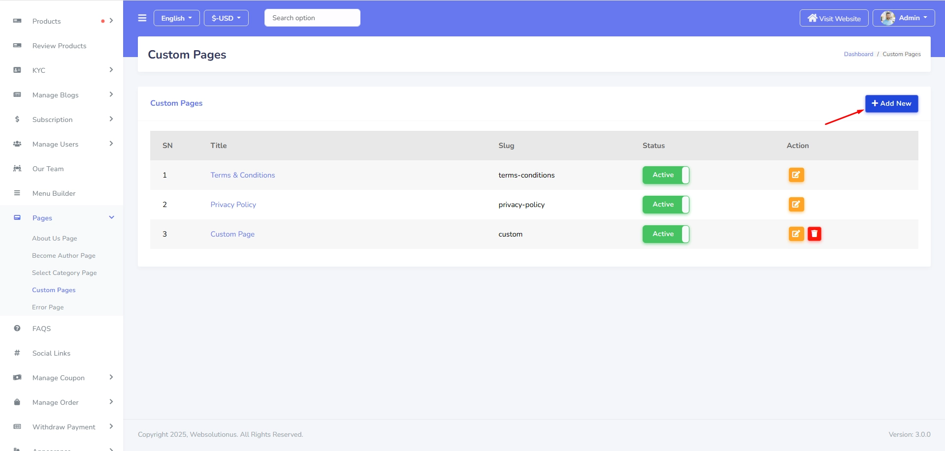 Create Custom Page Step 1
