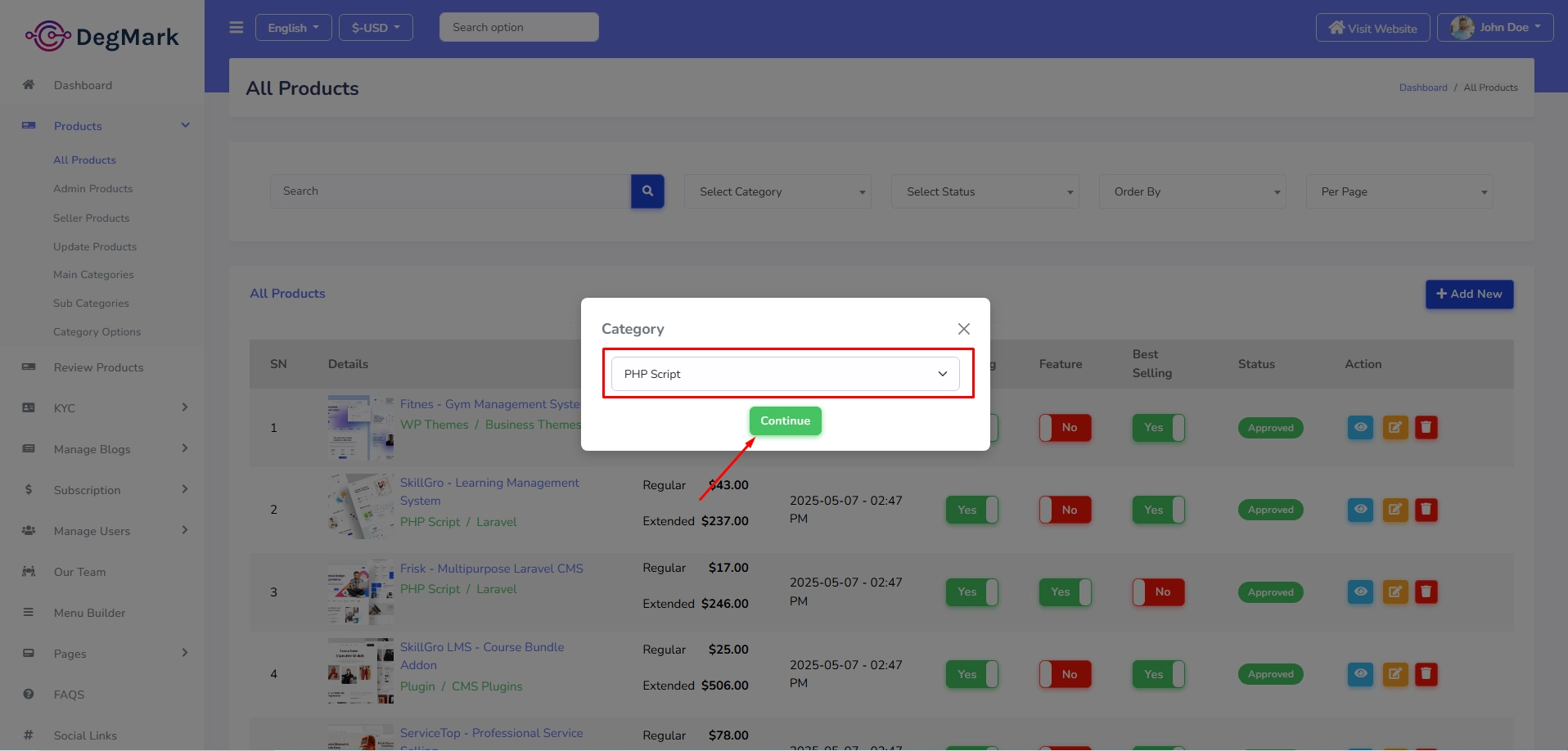 Create Product Form