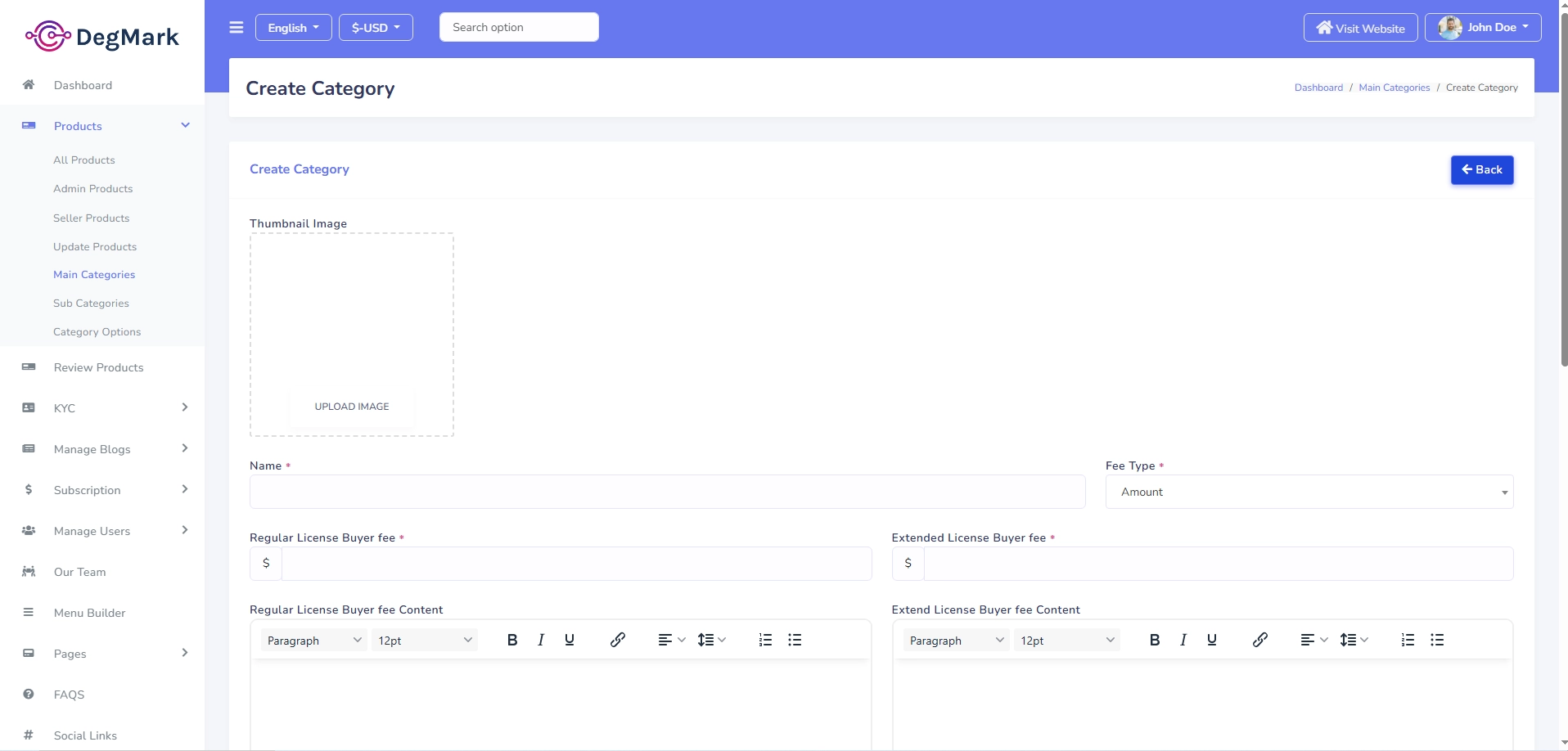 Create Category Form