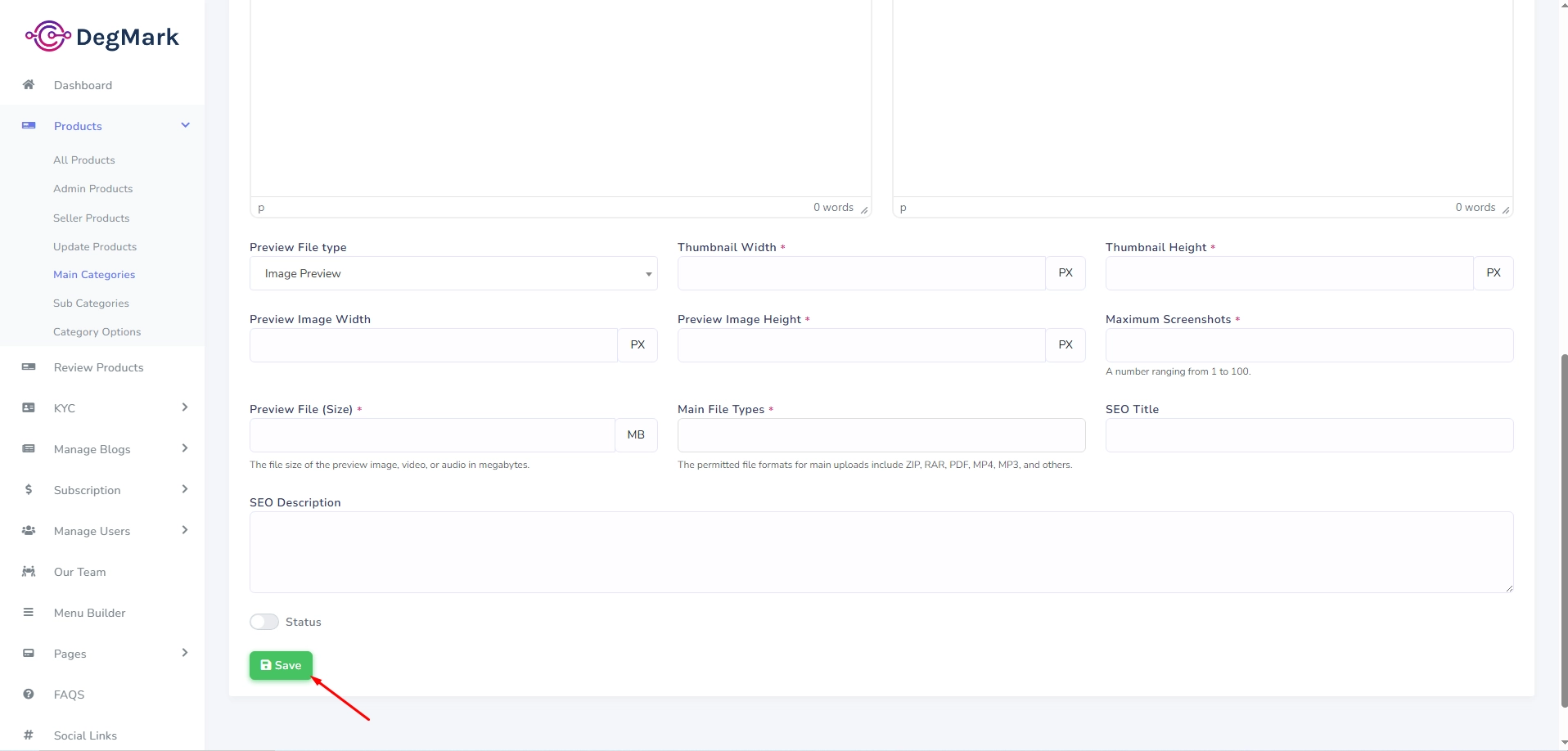 Create Category Form