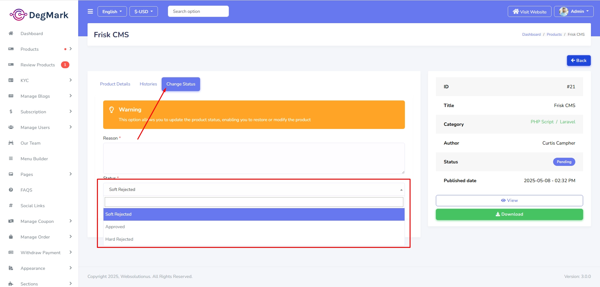 Product Status Update
