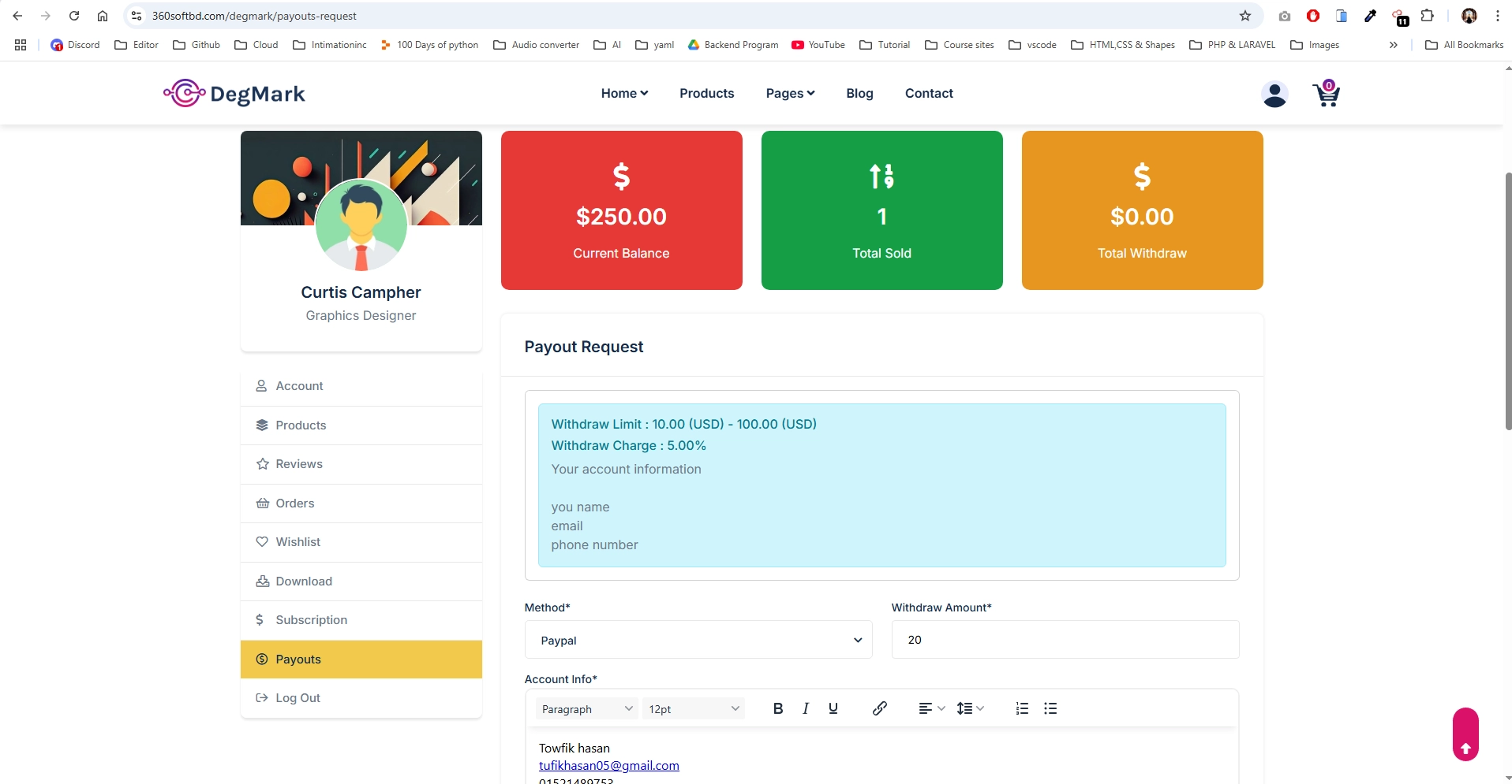 Request Payout Step 2
