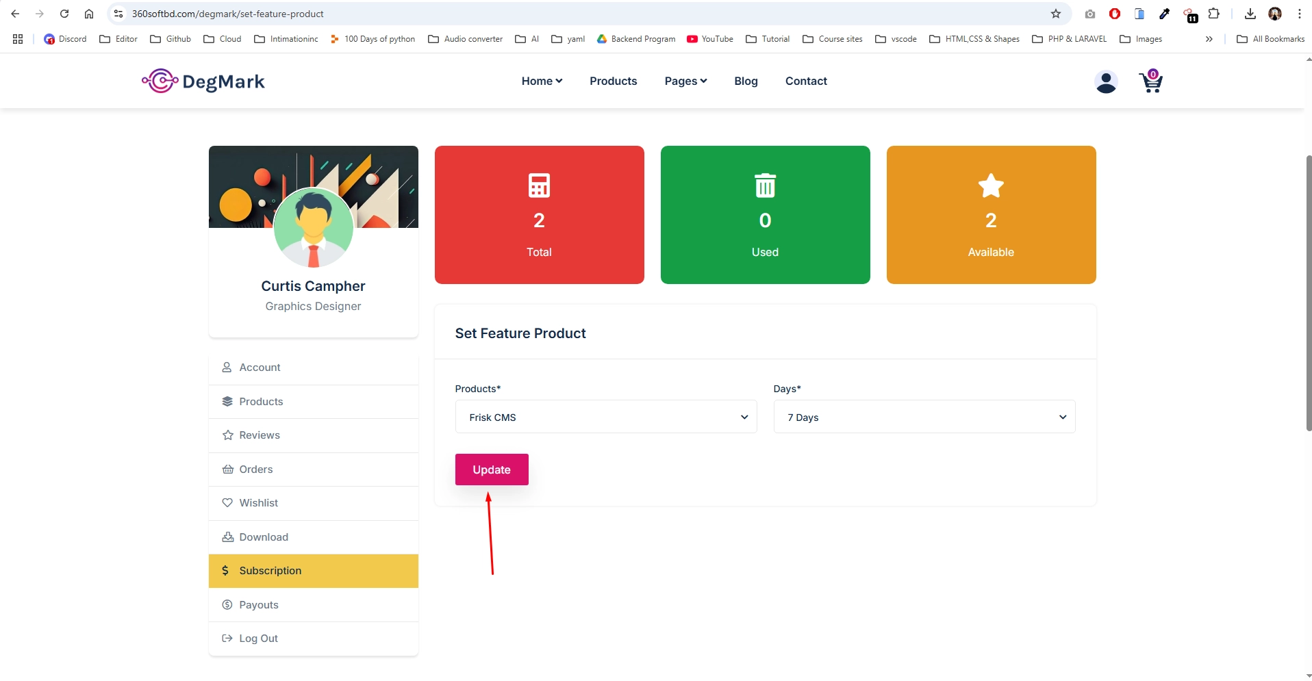 Featured Product Settings